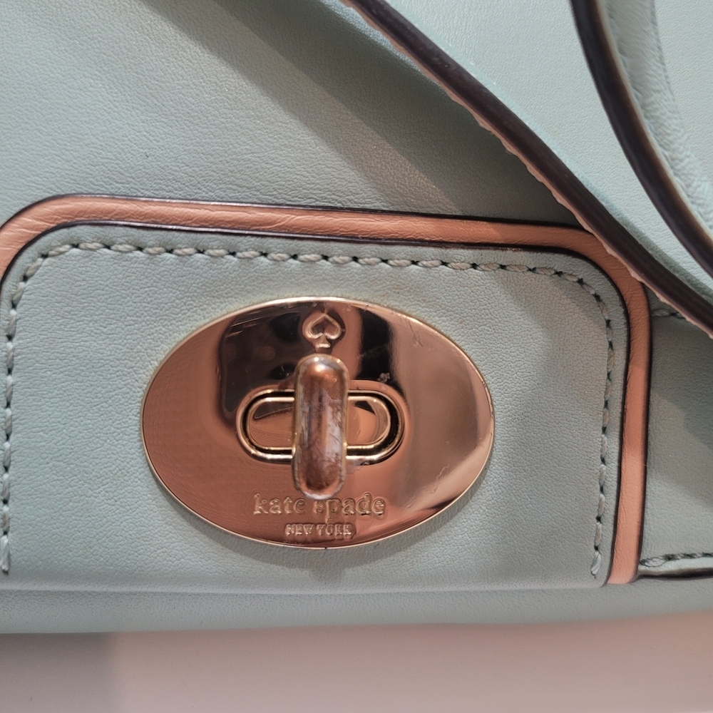 Kate Spade Juliana Leather Crossbody Purse Turquoise - Picture 4 of 16